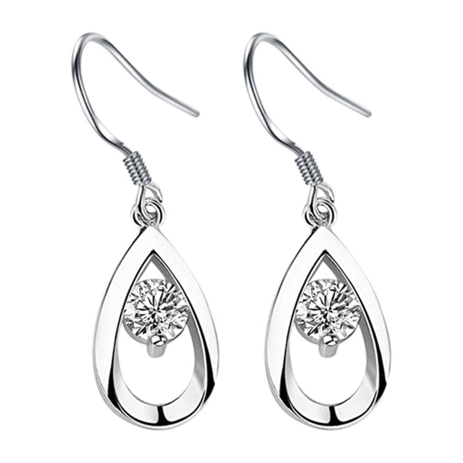 KI8jcuD Titanium Screw Back Earrings Ladies Earrings Silver Drop