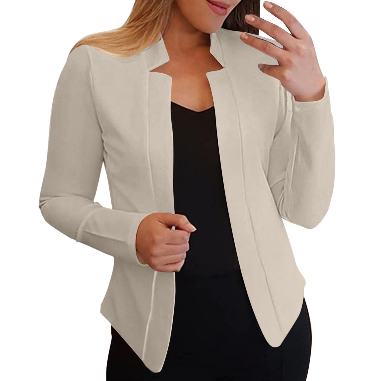 KI-8jcuD Women Casual Solid Long Sleeve Open Front Notched Collar Suit  Cardigan Office Ladies Jacket Daily Work Coat Dressy Winter Coats for Women  Dressy Long Jackets Women's Vest Outerwear Women's 