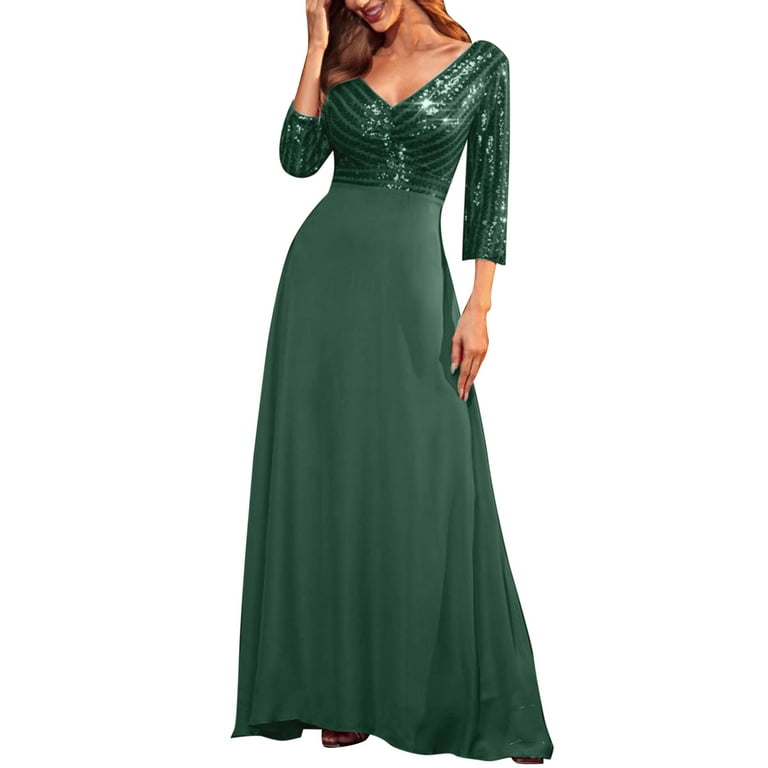 Plus-Size Long V-Neck Prom Dress by Simply
