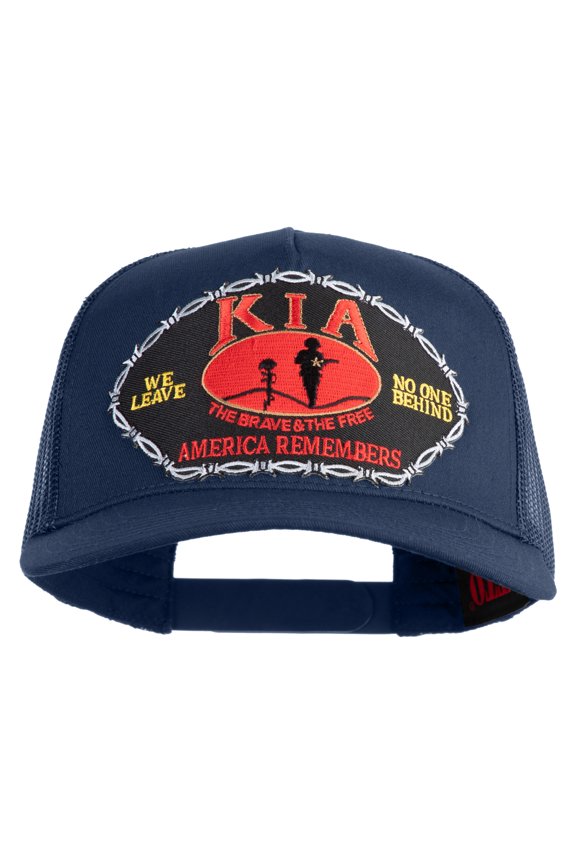 KIA We leave No One Behind America Remembers Patched Solid Cotton Twill 5 panel Mesh Back Cap - Navy OSFM