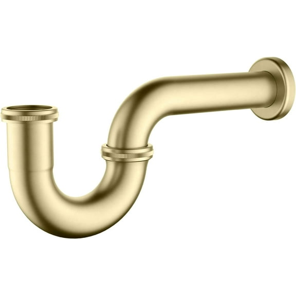 KIBI Bottle P-Trap for Bathroom Sink, 1.5-inch | Decorative Brass Waste Drain Kit | Bathroom Basin Plumbing Fixture | Easy Install, Leak-Proof | Brushed Gold, KPT101