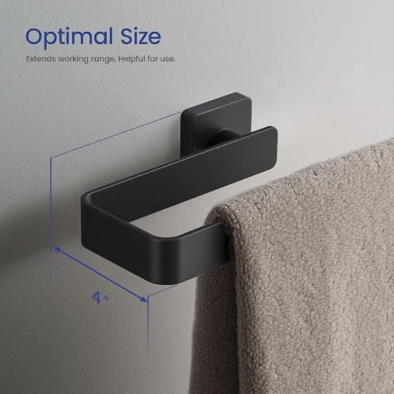 KIBI Blaze 10 inch Hand Towel Bar Bathroom Towel Holder Solid Brass Wall Mounted Modern Bathroom Towel Bar (Matte Black) (KBA16)