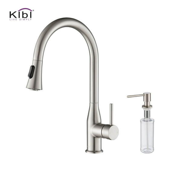 Kibi Napa Single Handle Pull Down Kitchen Sink Faucet with Soap Dispenser