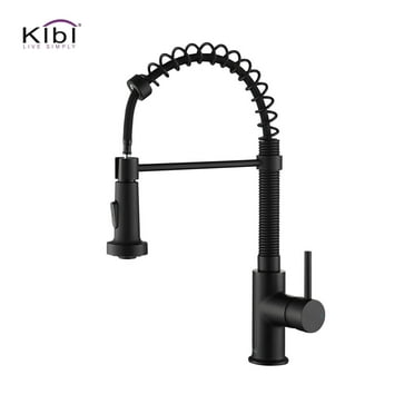 KIBI Lead Free Solid Brass Single Handle High Arc Pull Down Kitchen Faucet with Sprayer