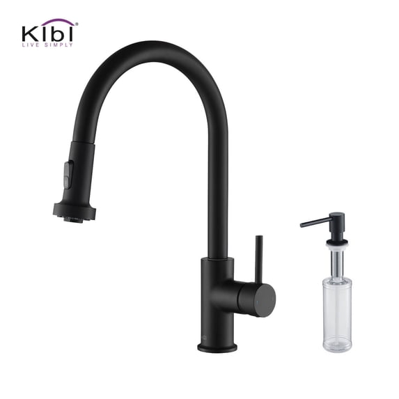 Kibi Casa Single Handle Pull Down Kitchen Sink Faucet with Soap Dispenser
