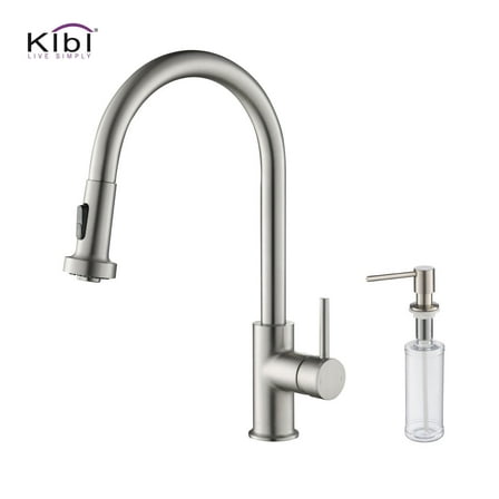 Kibi Casa Single Handle Pull Down Kitchen Sink Faucet with Soap Dispenser