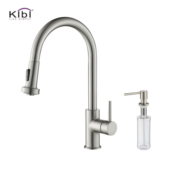 Kibi Casa Single Handle Pull Down Kitchen Sink Faucet with Soap Dispenser