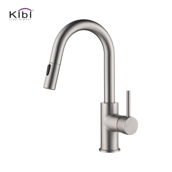 Kibi USA Single-Hole Pull-Down Kitchen Faucet with Sprayer and Magnetic Docking Brush Nickel Brass Finish