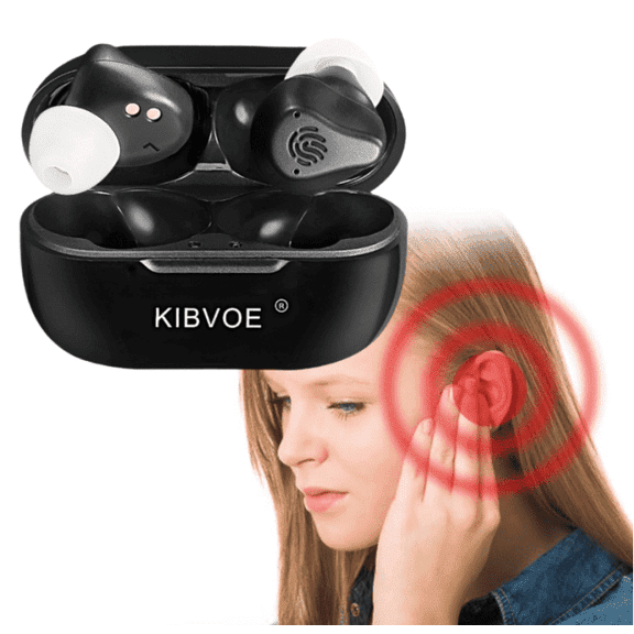 KIBVOE Mini Digital Sound Amplifier for Seniors and Adults with Portable Charging Case, Black