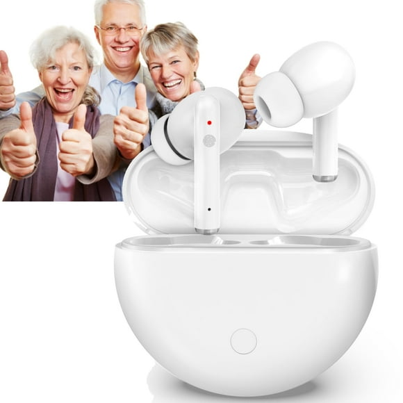 KIBVOE Premium Noise Cancelling Sound Amplifier, Rechargeable Mini Sound Amplifier, Amplifier Devices for Elderly with Portable Charging Case for Adults, Elderly(White)