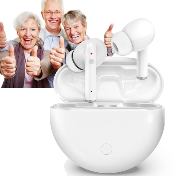 KIBVOE Hearing Aids for Senior, Rechargeable Mini Hearing Aids, Noise Reduction for Elderly with Portable Charging Case for Adults, Elderly (White)
