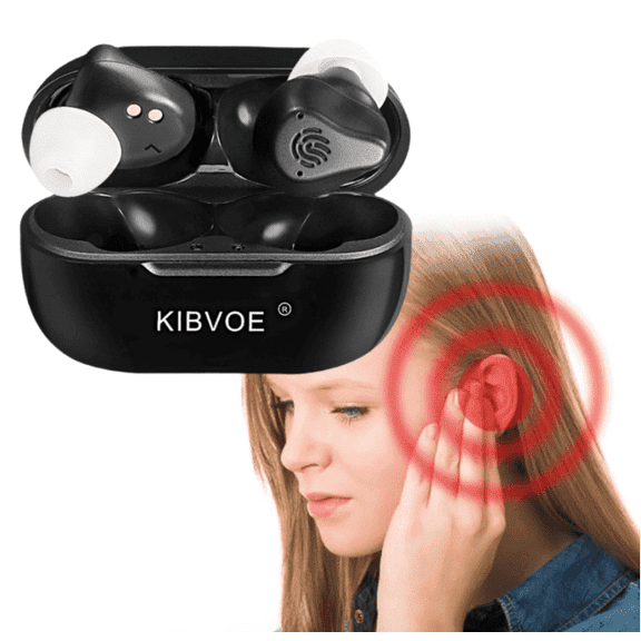 KIBVOE Mini Digital Sound Amplifier for Seniors and Adults with Portable Charging Case, Black