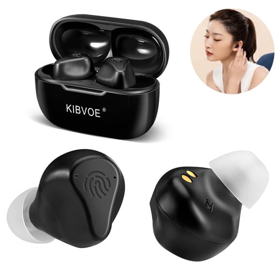 KIBVOE Sound Amplifier for Seniors and Adults, Rechargeable Mini Digital Sound Amplifier for Seniors, with Charging Box (Black)