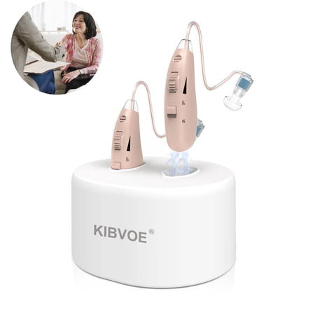 KIBVOE Sound Amplifiers Rechargeable, Noise Reduction In-Ear Digital Personal Sound Amplifiers for Seniors, Enhances Speech and Audio Sound Amplifier - Beige