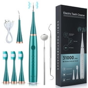 KIBVOE Ultrasonic Electric Teeth Cleaning Kit Calculus Remover for Oral Care for Home with 3 Modes Green.