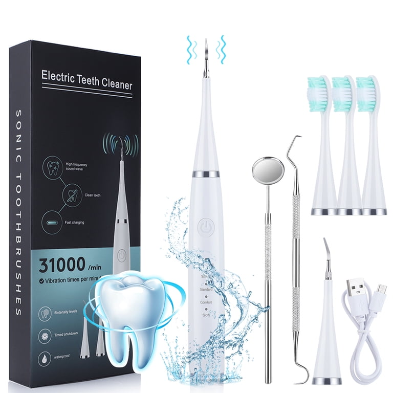 tobacco teeth cleaner KIBVOE Ultrasonic Plaque Remover for Teeth Remover with USB Charging and  Adjustable Modes(White)