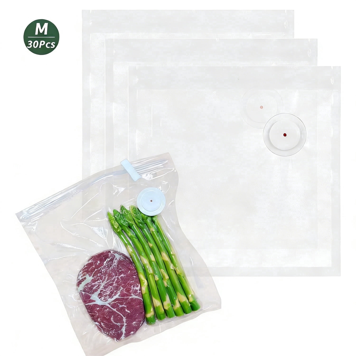 KIBVOE Vacuum Sealer Bags for Food 30 Pcs (10.2 * 11.1in), BPA-Free Sous Vide Bags Reusable, Compatible with Most Handheld Sealers and Vacuum Sealer Machines