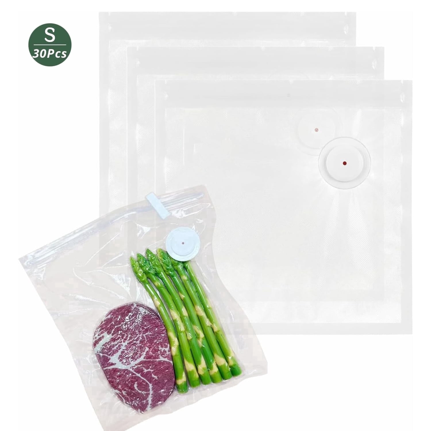 KIBVOE Vacuum Sealer Bags for Food 30 Pcs (8.3 * 8.7in), BPA-Free Sous Vide Bags Reusable, Compatible with Most Handheld Sealers and Vacuum Sealer Machines