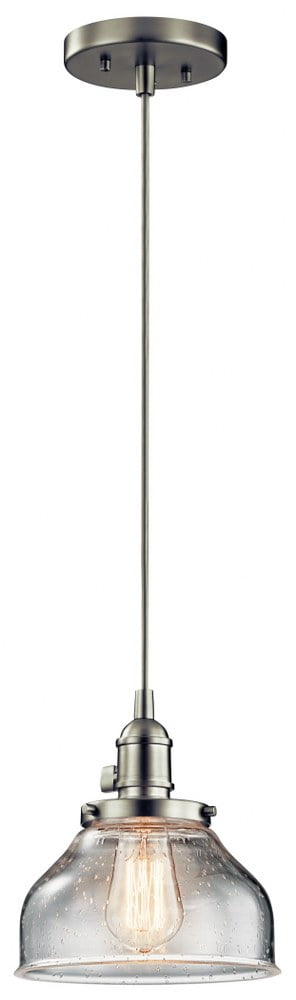 Avery 8.5" Brushed Nickel Mini Pendant with Clear Glass