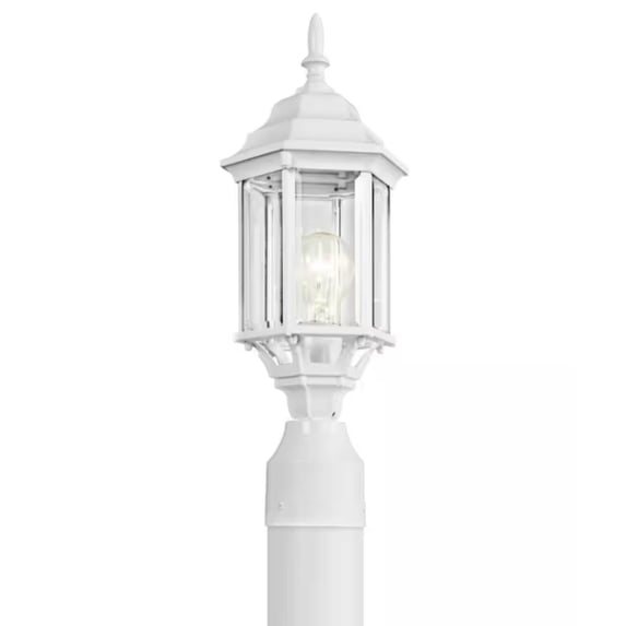 KICHLER Chesapeake 1-Light Light White Aluminum Hardwired Waterproof Outdoor Post Light with No Bulbs Included