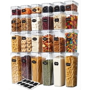 KICHLY Airtight Food Storage Containers Set with Lids 24 Pack BPA-Free Plastic Pantry Organizers for Cereal, Flour, Sugar & Dry Food Clear