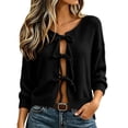 thumbnail image 1 of KICILVS Bow Tie Front Cardigan Women Long Sleeve Soft Knit Cropped Fit Sweater Elastic Cuffs Winter Bolero Top, 1 of 7