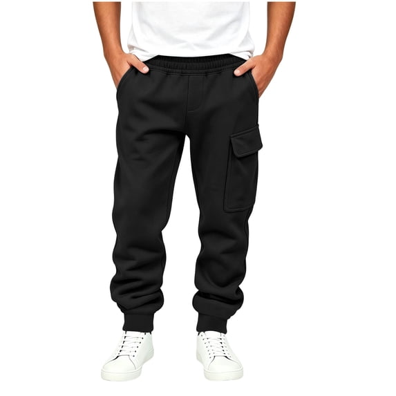 KICILVS Boys Cargo Jogger Pants with Utility Pockets Soft Fleece Cuffed Elastic Waist Sweatpants for Everyday Activities and Play 5-15 Years