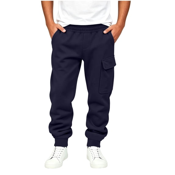 KICILVS Boys Cargo Jogger Pants with Utility Pockets Soft Fleece Cuffed Elastic Waist Sweatpants for Everyday Activities and Play 5-15 Years