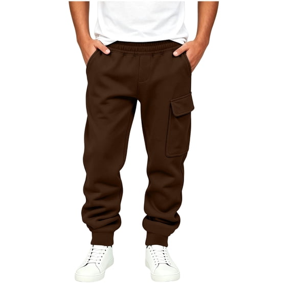 KICILVS Boys Cargo Jogger Pants with Utility Pockets Soft Fleece Cuffed Elastic Waist Sweatpants for Everyday Activities and Play 5-15 Years