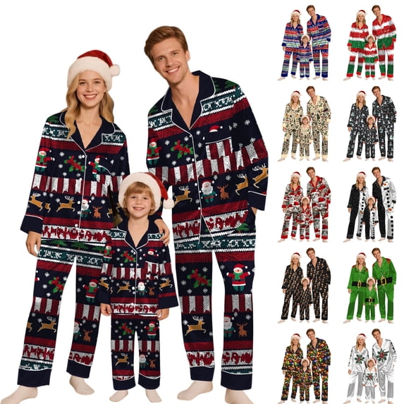 KICILVS Christmas Family Pajamas Matching Sets Holiday Pajamas Set Long Sleeve Festival Party Sleepwear Xmas Pjs