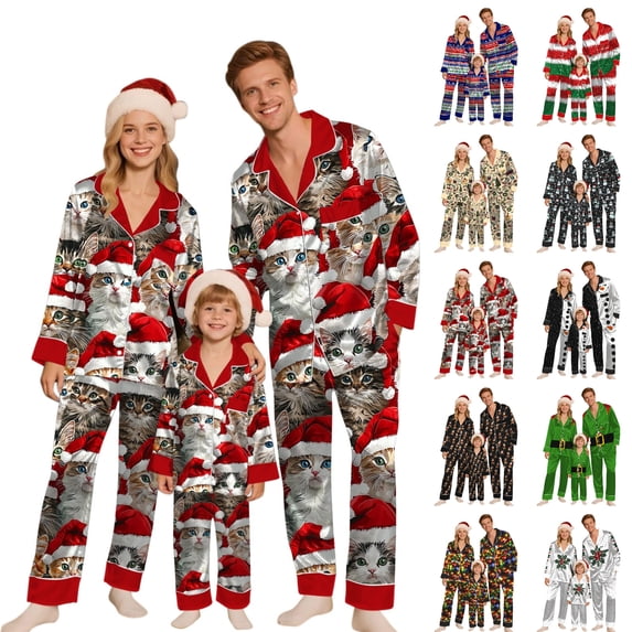 KICILVS Christmas Family Pajamas Matching Sets Holiday Pajamas Set Long Sleeve Festival Party Sleepwear Xmas Pjs
