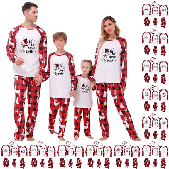 KICILVS Family Christmas Pajamas Matching Sets, Raglan Sleeve Top and Long Pants Matching Sleepwear, Holiday Pjs for Family