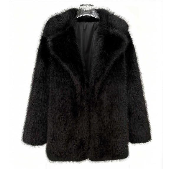 KICILVS Faux Fur Jacket Women Notched Collar Oversized Fuzzy Luxury Long Sleeve Coat Warm Winter Fall Trendy Outerwear