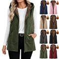 thumbnail image 1 of KICILVS Fleece Lined Vest for Women Warm Winter Casual Waistcoat Hooded Full Zip Sleeveless Jacket with Pockets, 1 of 8