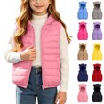 thumbnail image 1 of KICILVS Girls Puffer Vest Zip Up Hooded Sleeveless Jacket with Pockets for Fall and Winter Warm Waistcoat 4-15 Years, 1 of 9