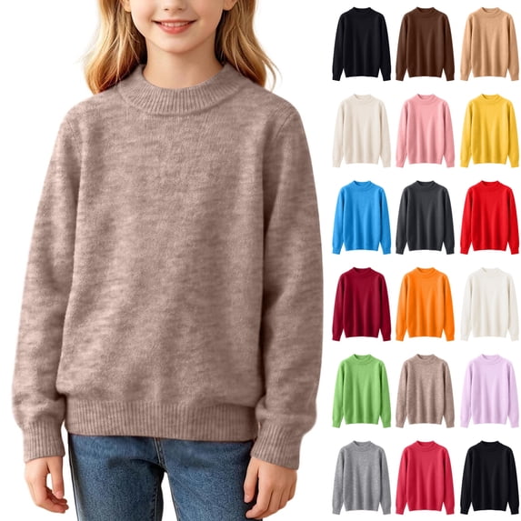 KICILVS Girls' Sweaters Long Sleeve Crew Neck Jumper Tops Cute Fall Winter Knit Cozy Knitted Warm Soft Sweater Pullover 1-3 Years