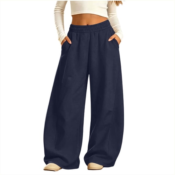 KICILVS Girls Wide Leg Sweatpants Elastic Waist Pants with Pockets Loose Fit Casual Trousers Winter Fall Daily Wear 5-15 Years