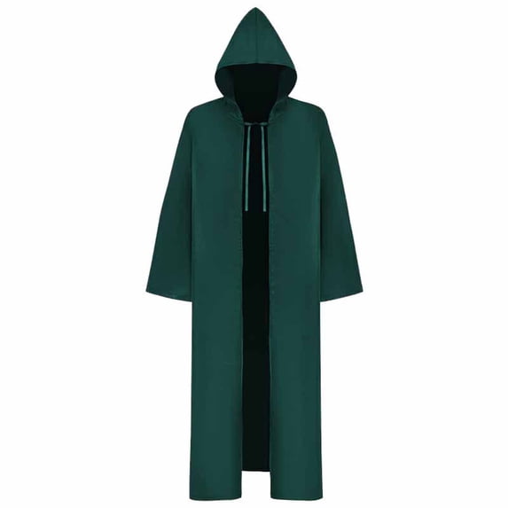 KICILVS Goth Clothes for Men Hooded Cloak Drawstring Front Long Open Robe Medieval Cosplay Costume Wear Outfit Cape