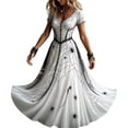 thumbnail image 1 of KICILVS Gothic Clothes For Women Black Spiderweb And Spider Print Flowing V Neck Long Maxi Dress Halloween Cosplay Gothic Party Dress, 1 of 5