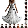thumbnail image 1 of KICILVS Gothic Clothes For Women Black Spiderweb And Spider Print Flowing V Neck Long Maxi Dress Halloween Cosplay Gothic Party Dress, 1 of 5