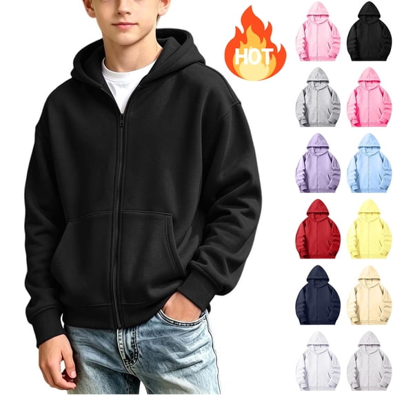 KICILVS Kids Hoodie with Pockets Long Sleeve Sweatshirt Jacket Trendy Fall Outerwear for School Daily Wear 4-15 Years