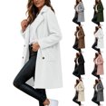 thumbnail image 1 of KICILVS Long Sherpa Jacket Women Fuzzy Button-Down Coat with Pockets Notched Collar Warm Winter Outerwear for Casual, 1 of 7