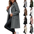 thumbnail image 1 of KICILVS Long Sherpa Jacket Women Fuzzy Button-Down Coat with Pockets Notched Collar Warm Winter Outerwear for Casual, 1 of 7