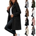 thumbnail image 1 of KICILVS Long Sherpa Jacket Women Fuzzy Button-Down Coat with Pockets Notched Collar Warm Winter Outerwear for Casual, 1 of 7