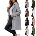 thumbnail image 1 of KICILVS Long Sherpa Jacket Women Fuzzy Button-Down Coat with Pockets Notched Collar Warm Winter Outerwear for Casual, 1 of 7
