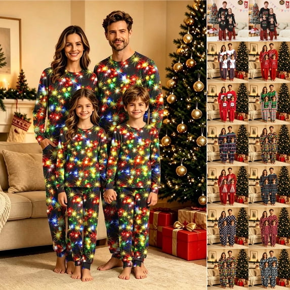 KICILVS Matching Family Christmas Pajamas Holiday Xmas PJs Festive Sleepwear Soft Comfy Set for Whole Family