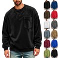 thumbnail image 1 of KICILVS Mens Sweatshirt Crewneck Fleece Pullover Long Sleeve Pocket Casual Winter Warm Top for Men Daily Wear Black, 1 of 9