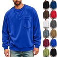 thumbnail image 1 of KICILVS Mens Sweatshirt Crewneck Fleece Pullover Long Sleeve Pocket Casual Winter Warm Top for Men Daily Wear Blue, 1 of 9