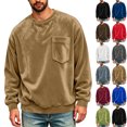 thumbnail image 1 of KICILVS Mens Sweatshirt Crewneck Fleece Pullover Long Sleeve Pocket Casual Winter Warm Top for Men Daily Wear Khaki, 1 of 9