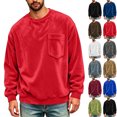thumbnail image 1 of KICILVS Mens Sweatshirt Crewneck Fleece Pullover Long Sleeve Pocket Casual Winter Warm Top for Men Daily Wear Red, 1 of 9